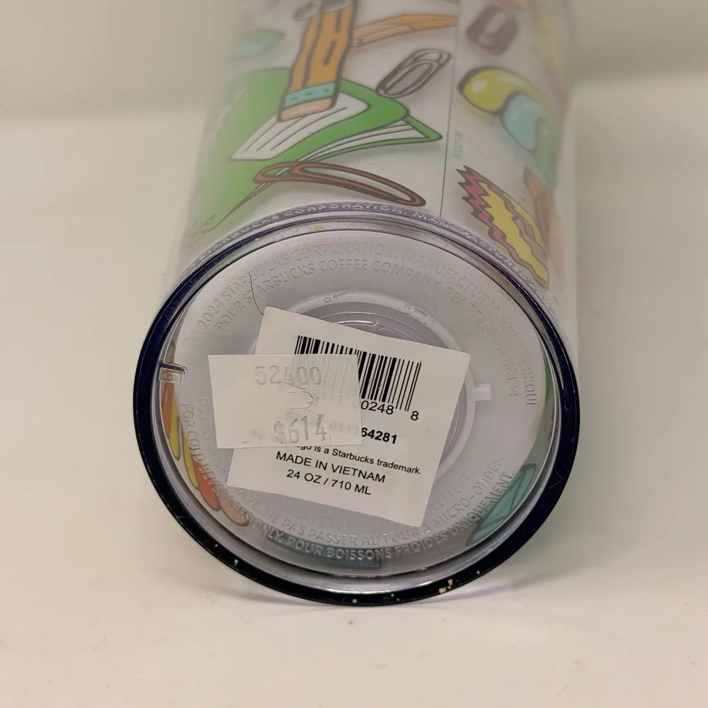 Starbucks Mexico 2024 Doodle Vibe Robot‎ Tumbler 24oz Venti UFO Straw Topper NWT